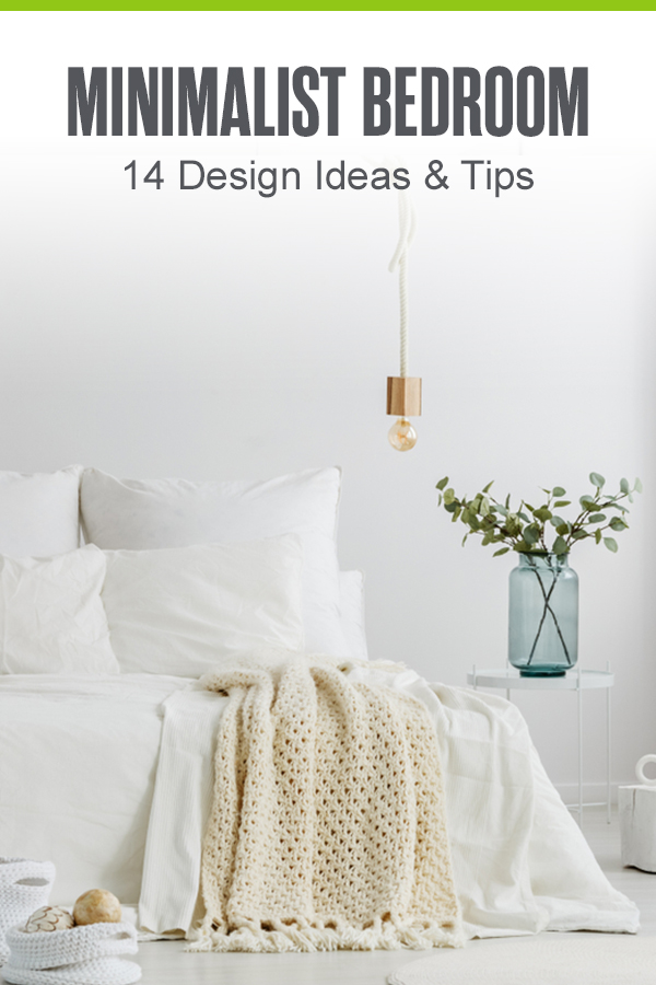 Pinterest Graphic: Minimalist Bedroom: 14 Design Ideas & Tips
