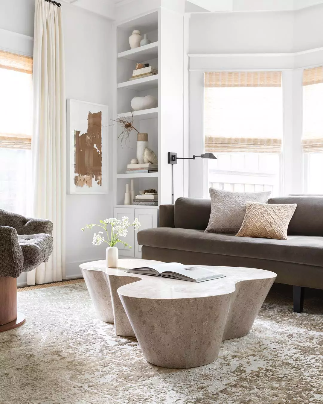 Gray White And Brown Living Room | Cabinets Matttroy