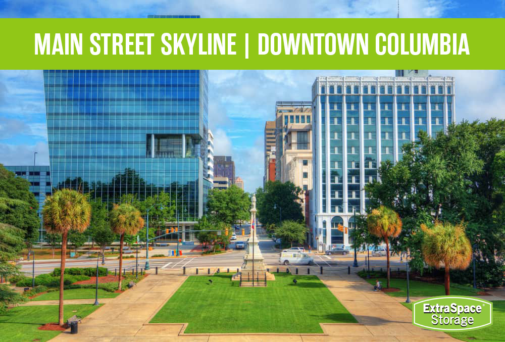 Main street park skyline in downtown Columbia South Carolina. 