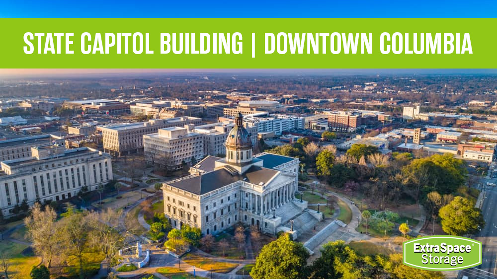 State capitol building and downtown cityscape in Columbia South Carolina. 