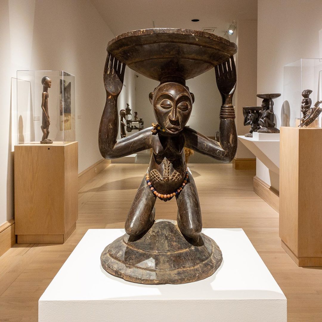Sculpture of African woman holding bowl. Photo by Instagram user @montgomerymfa