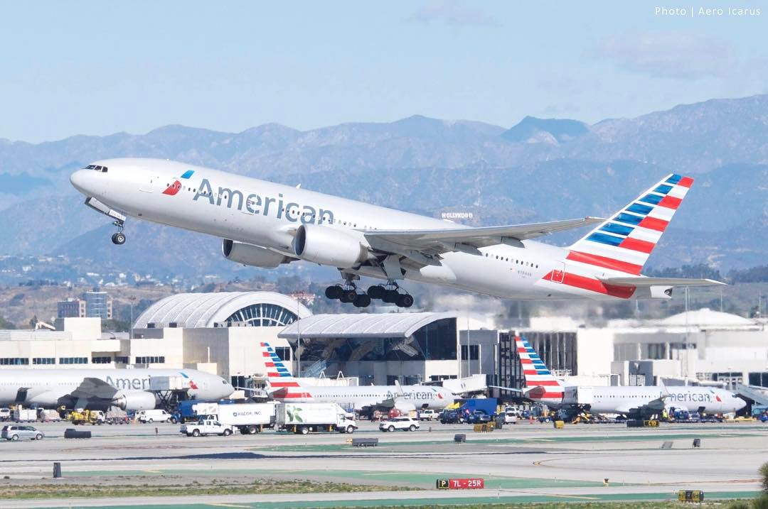 American Airlines plane taking off during the day. Photo by Instagram user @americanair