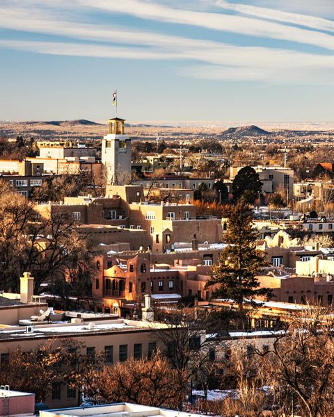 City scape view of downtown Santa Fe. Photo by Instagram user @travlinphoto.