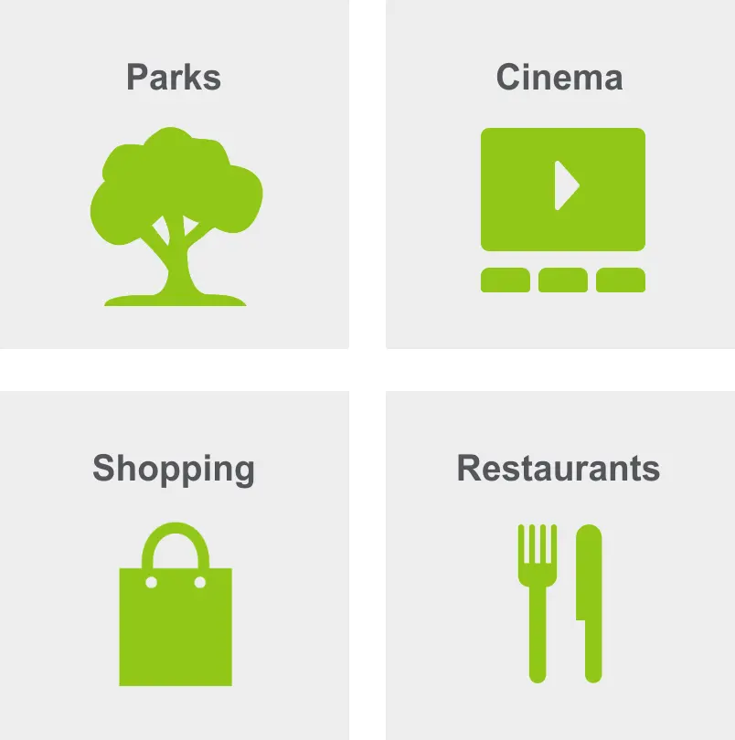 Activities in Piedmont Avenue include parks, a cinema, shopping, and restaurants. 