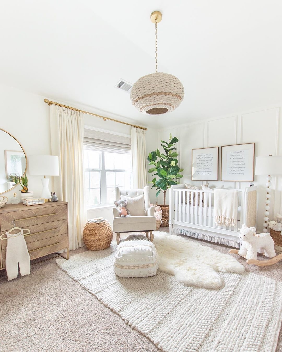 Neutral contemporary baby nursery. Photo by Instagram user @cubbymart
