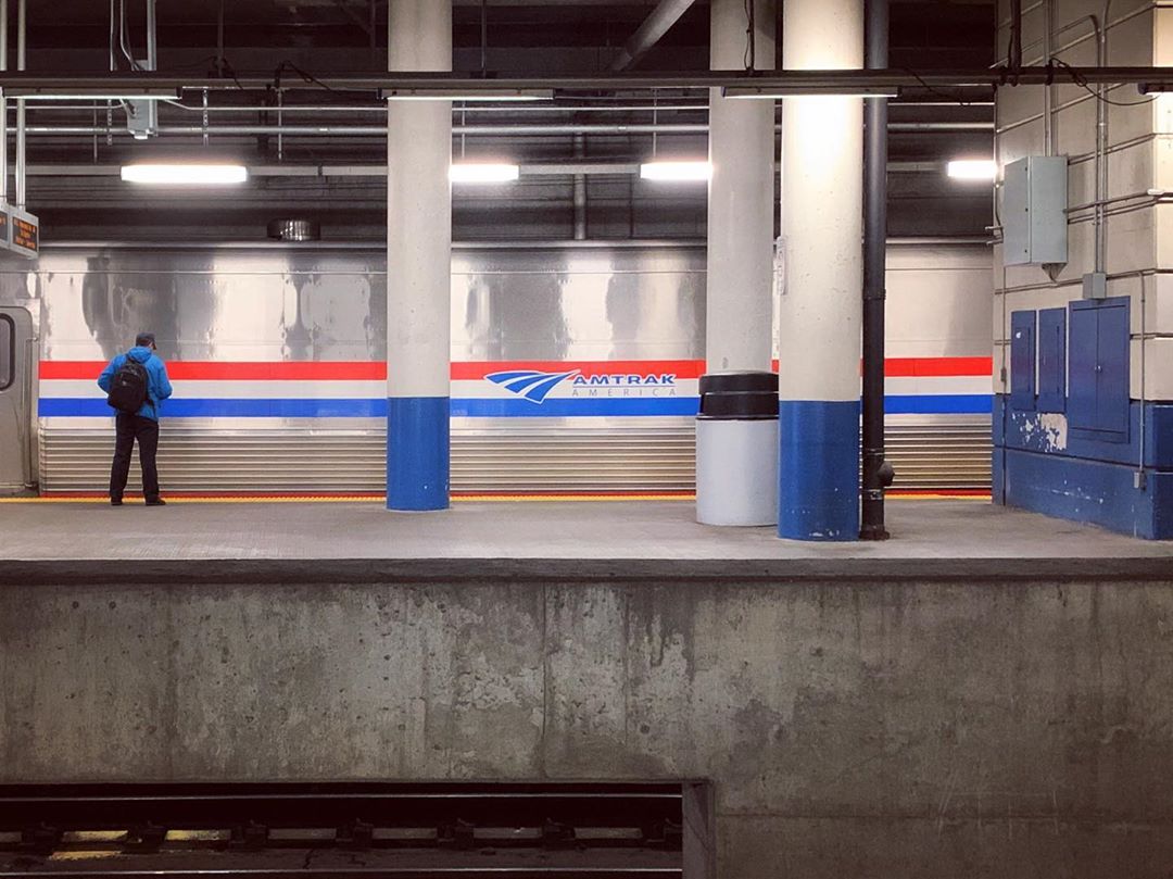 amtrak train at blue line station in Providence photo by Instagram user @lindsaybach