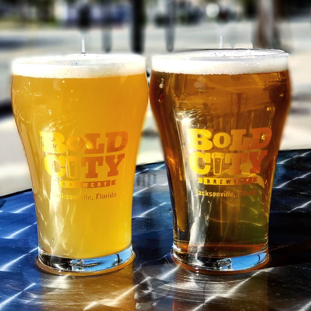 two beers from Bold City Brewing in Jacksonville, FL photo by Instagram user @boldcitybrewery