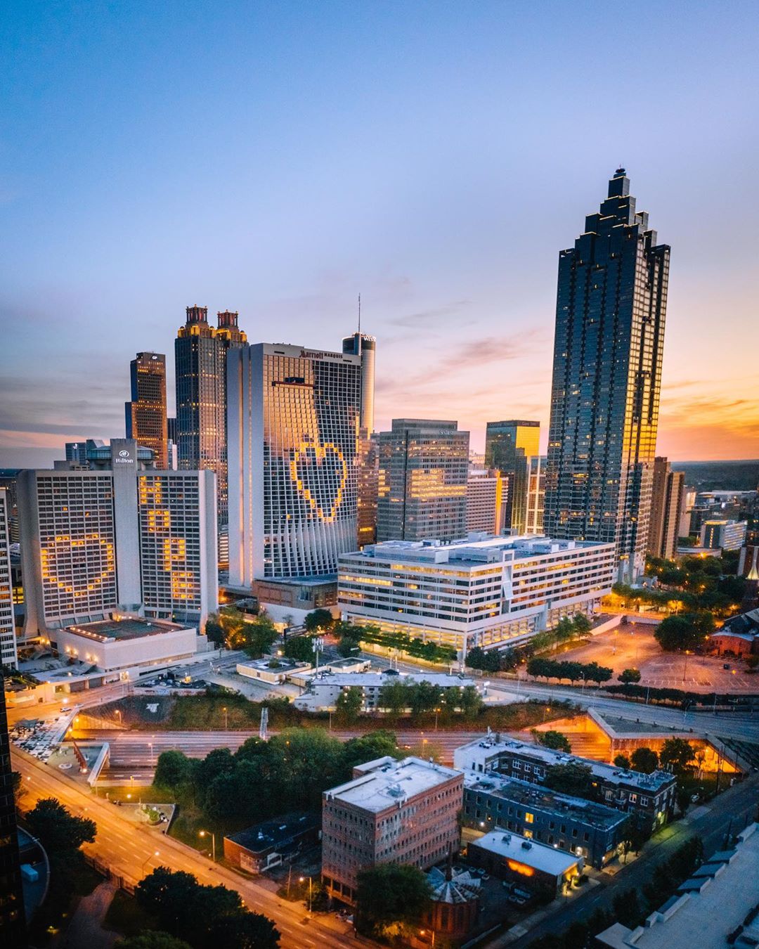 View of Downtown Atlanta at Dusk. Photo by Instagram user @jerrito1