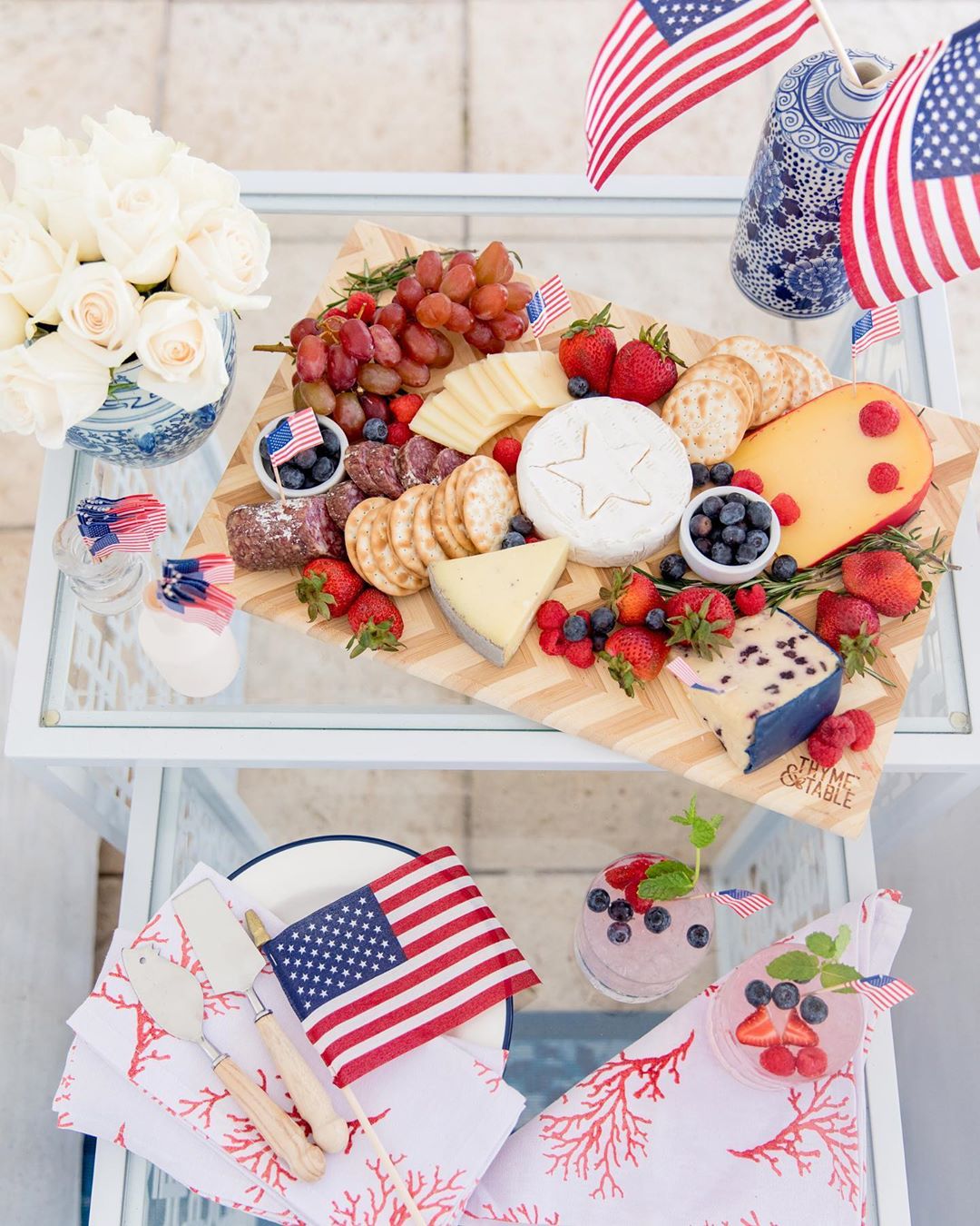 Charcuterie Board Set Up for Fourth of July Party. Photo by Instagram user @fashionablehostess