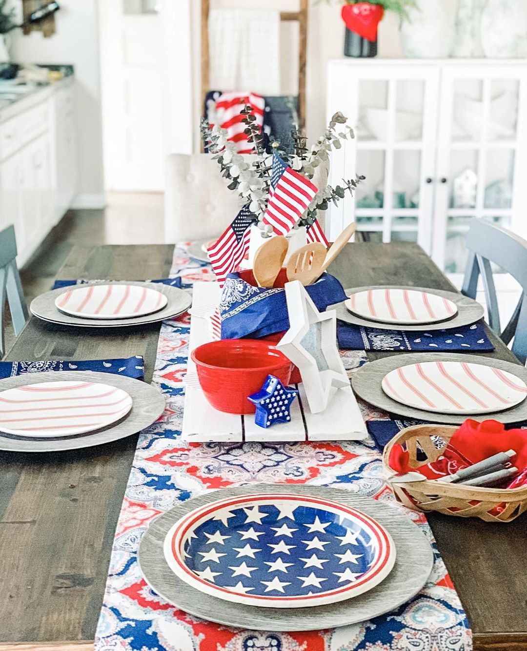 Individual Placemats for a Fourth of July Party. Photo by Instagram user @kbelle_home