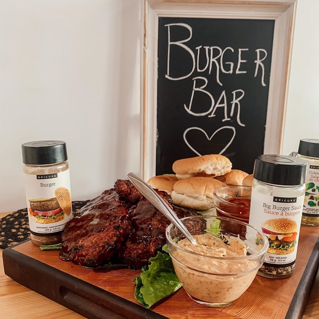 Burger Bar Set Up for Guests. Photo by Instagram user @epicmealswithkara