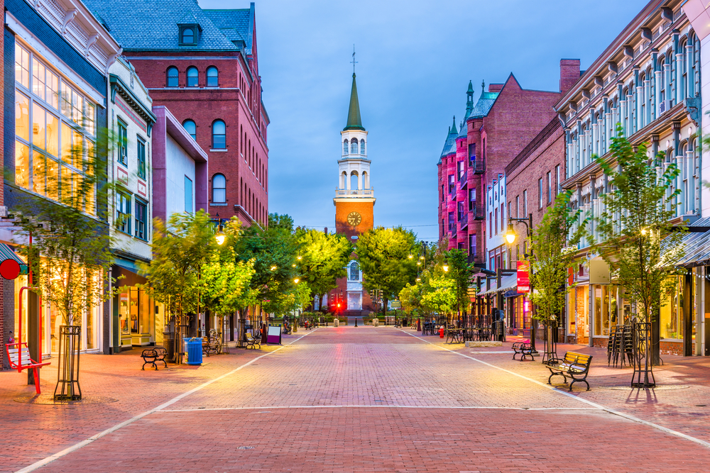 Downtown View of New England Town