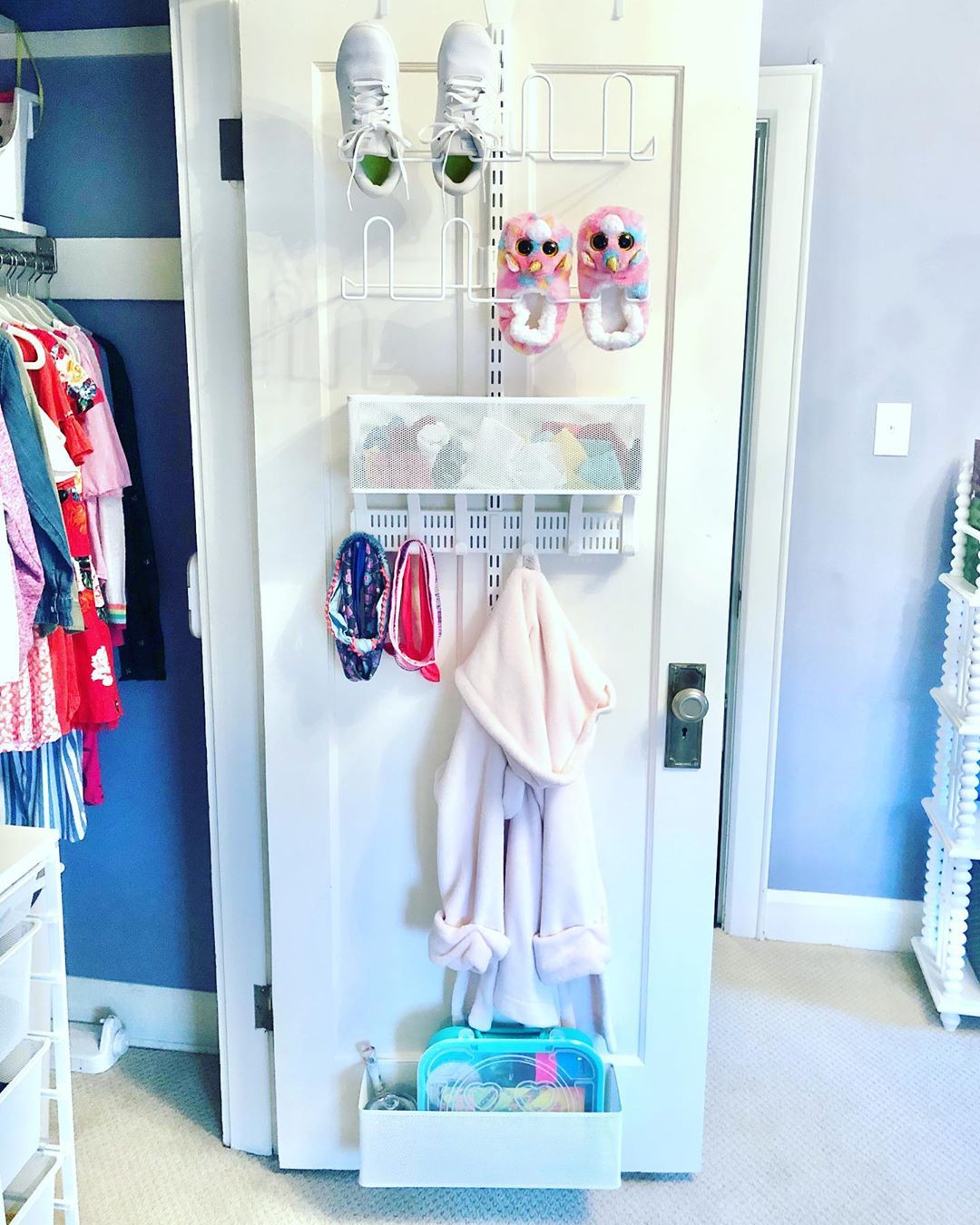 Closet Door with Behind the Door Storage Installed. Photo by Instagram user @decluttered_classified_home