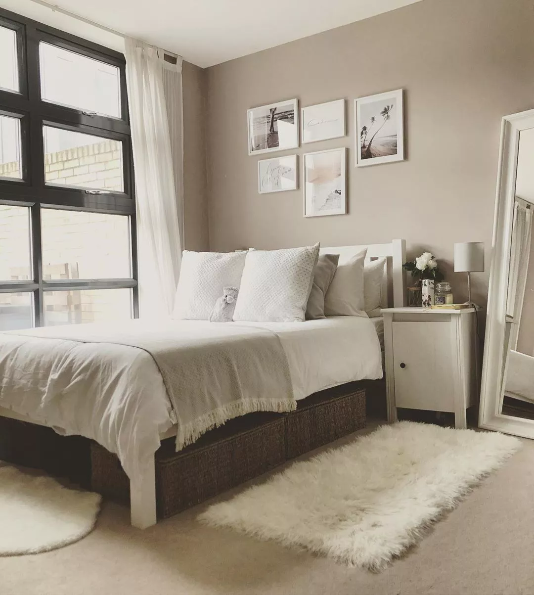 Twin bed against shop wall