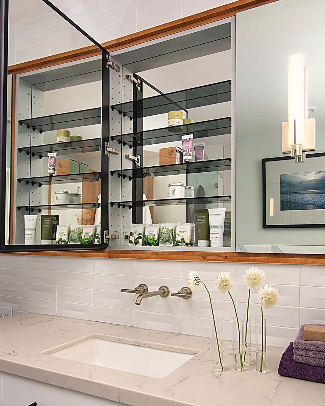 Mirrored Shelves For Bathroom Off 62, Bathroom Mirror And Shelves Ideas