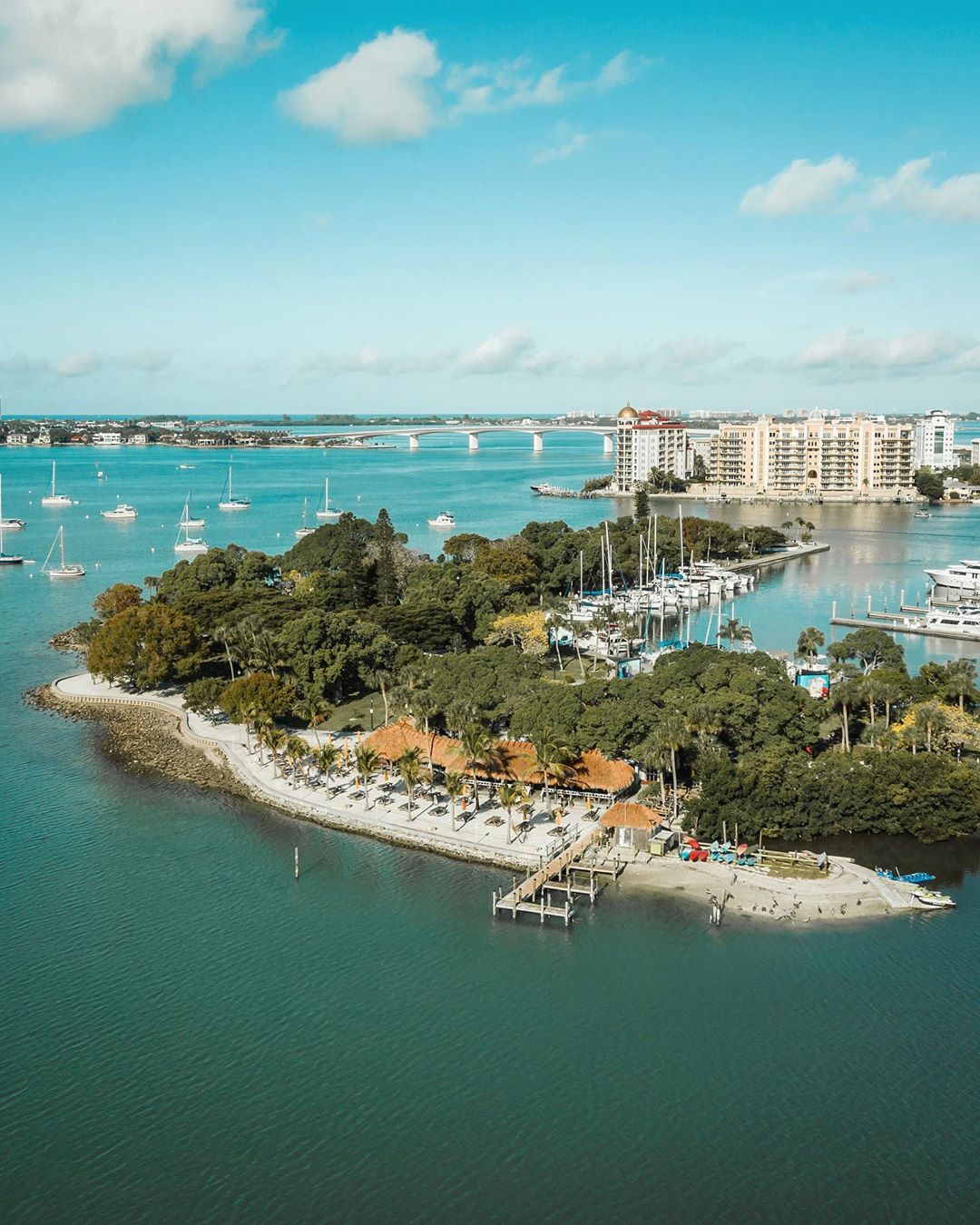 Aerial View of Bayfront Park in Sarasota, FL. Photo by Instagram user @chasingthedronelife