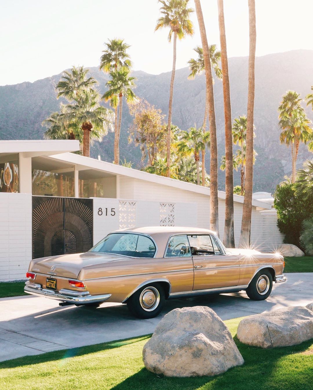 Classic Mercedes Sitting in the Driveway of a Home. Photo by Instagram user @huseyinerturk