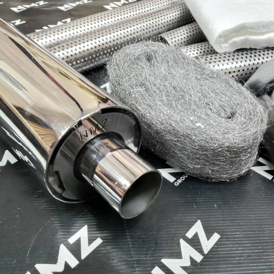Custom Tailpipe Sitting Next to Steel Wool. Photo by Instagram User @nmz__group