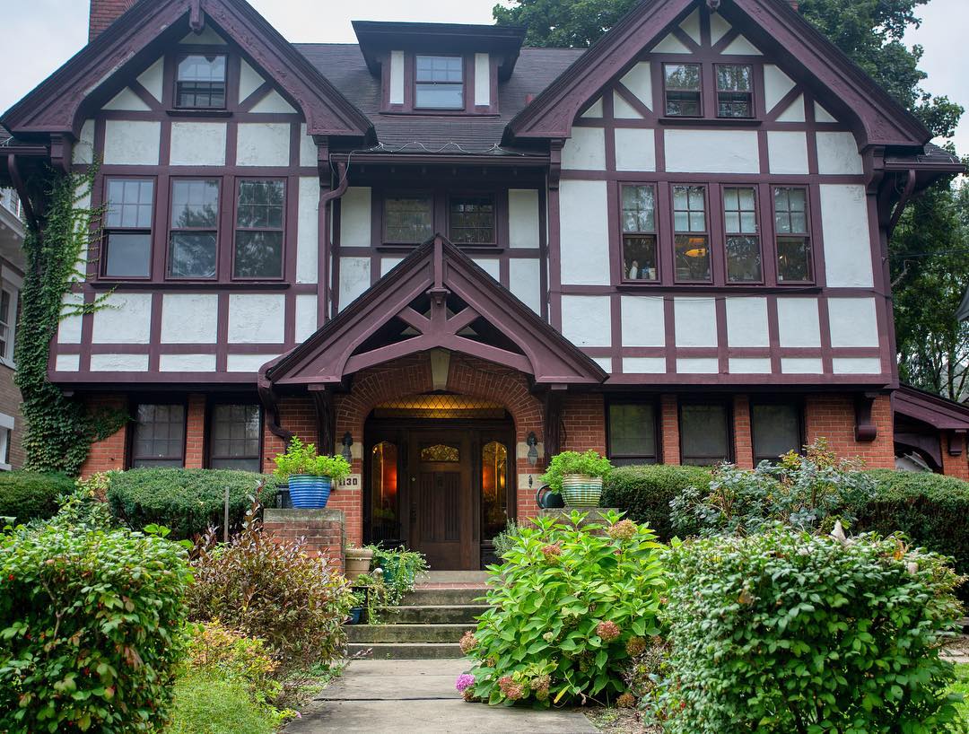 Tudor Style Home with Brick Base in Highland Park Neighborhood in Pittsburgh. Photo by Instagram user @cummings.brothers
