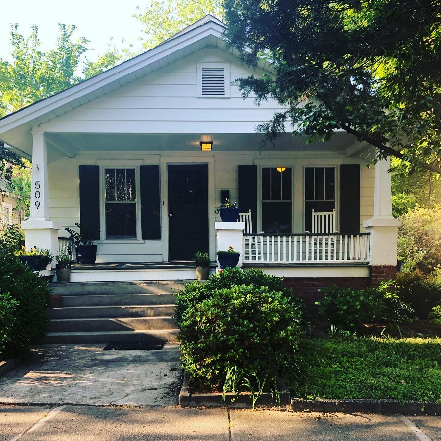 Small White Bungalow Home in Central Raleigh. Photo by Instagram user @kat_greenergrassre