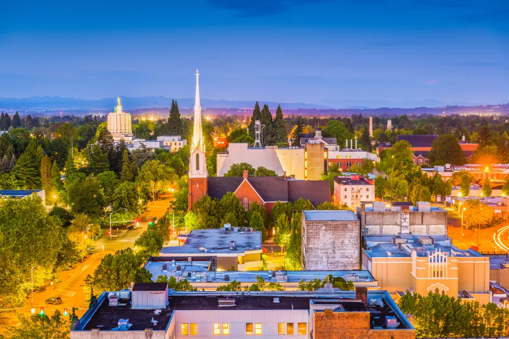 View of Downtown Pacific Northwest Town