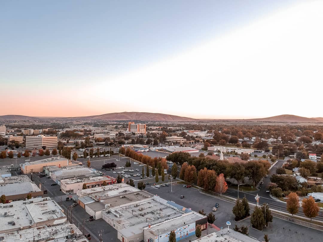 Aerial View of Downtown Richland, WA. Photo by Instagram user @addie.beee