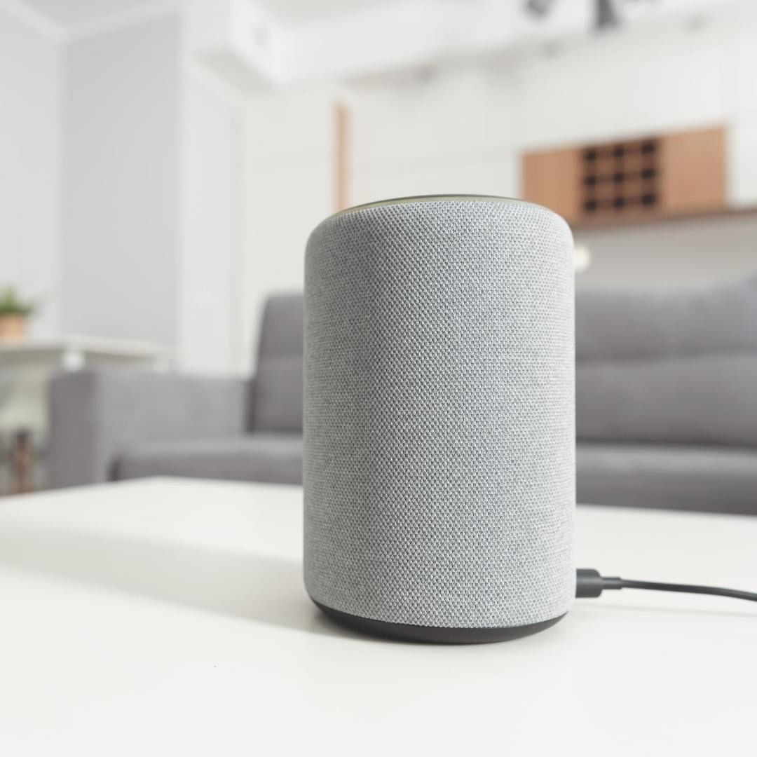 Amazon Alexa Device Sitting on a Coffee Table. Photo by Instagram user @insite_digital
