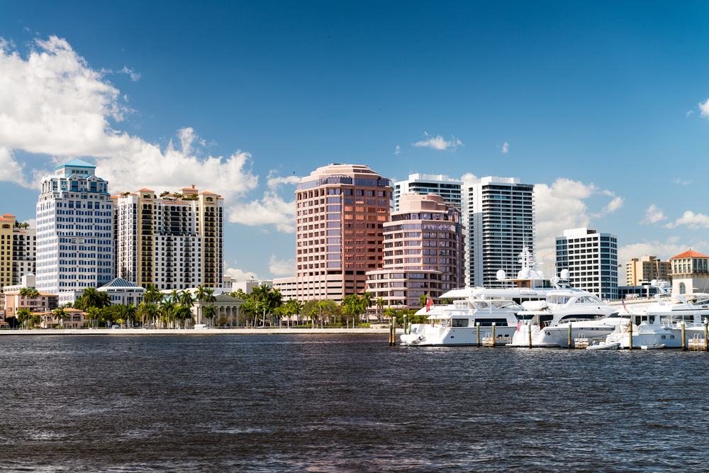 Skyline View of Downtown West Palm Beach from the Water During the Day
