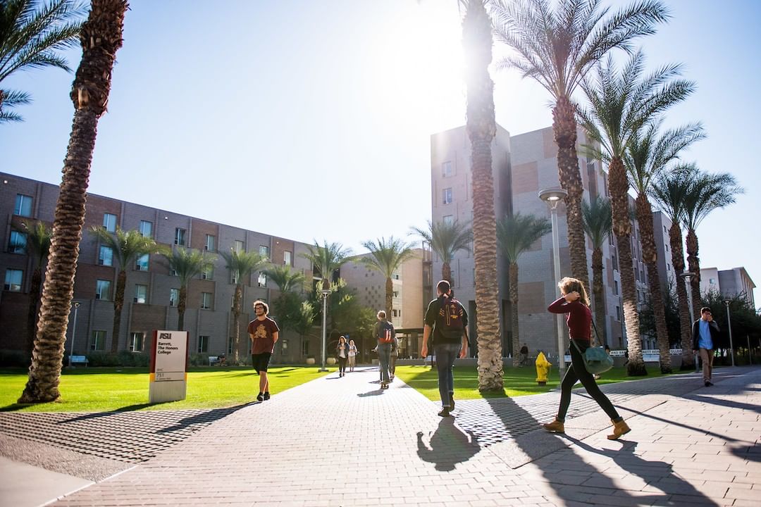 Students Walking on Campus at Arizona State University in Tempe. Photo by Instagram user @arizonastateuniversity