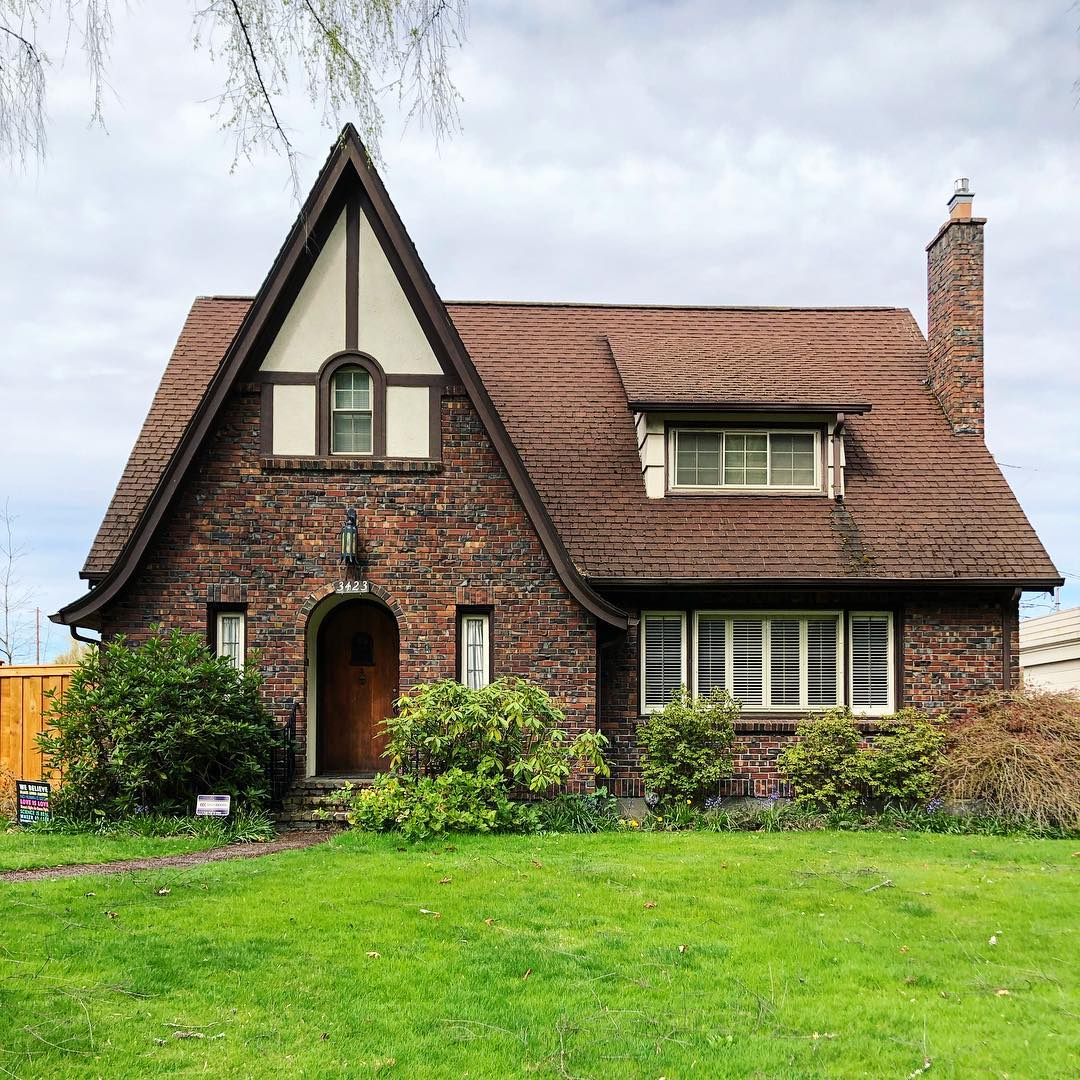 Brick Tudor Style Home in North End, Tacoma. Photo by Instagram user @theknicelygroup