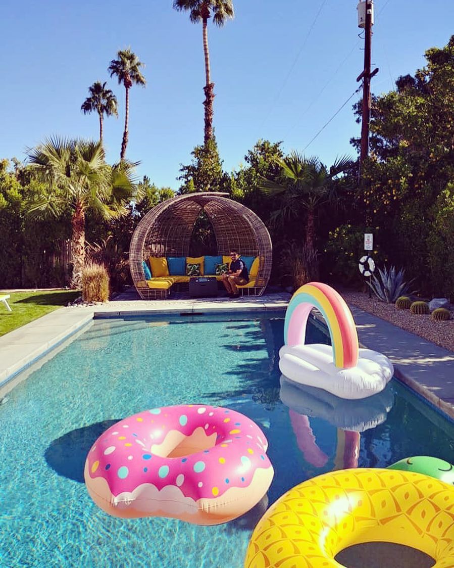 Backyard Pool with Inflatables Floating Around. Photo by Instagram user @maisonblueps