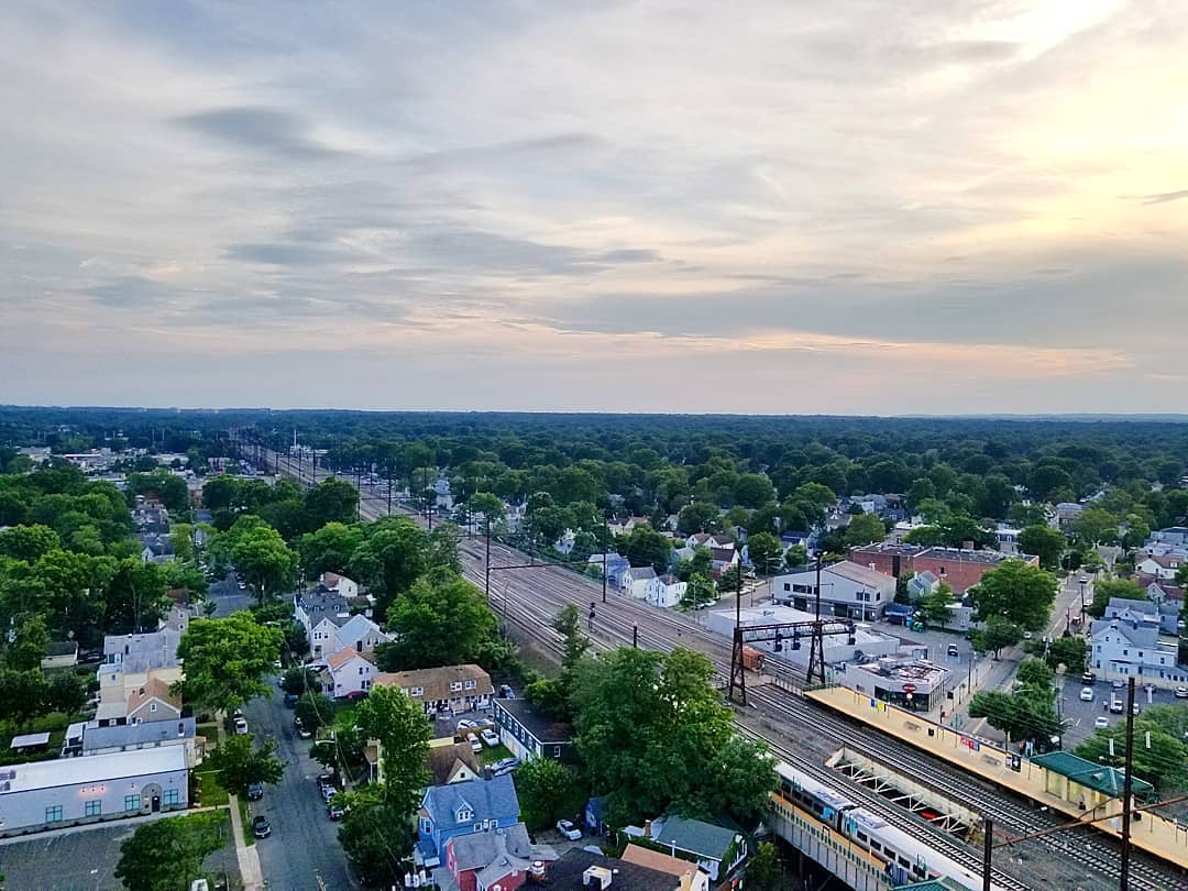 Aerial View of the town of Rahway, NJ. Photo by Instagram user @watt.hotel_byhilton