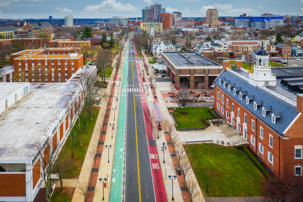 Aerial View of New Jersey City Street from a Drone