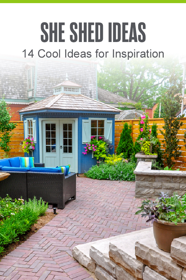 Pinterest Graphic: She Shed Ideas: 14 Cool Ideas for Inspiration