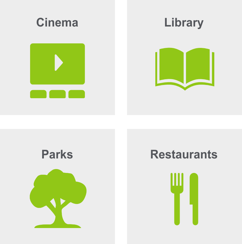 Activities in Bexley include cinema, library, parks, and restaurants.