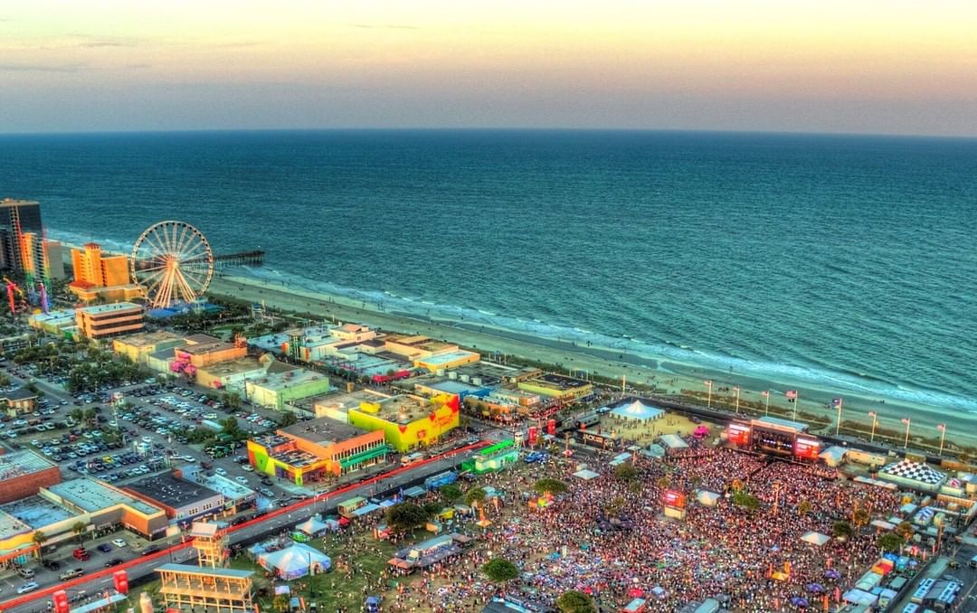 Aerial View of Downtown Myrtle Beach, SC. Photo by Instagram user @beachvacationsmyrtlebeach