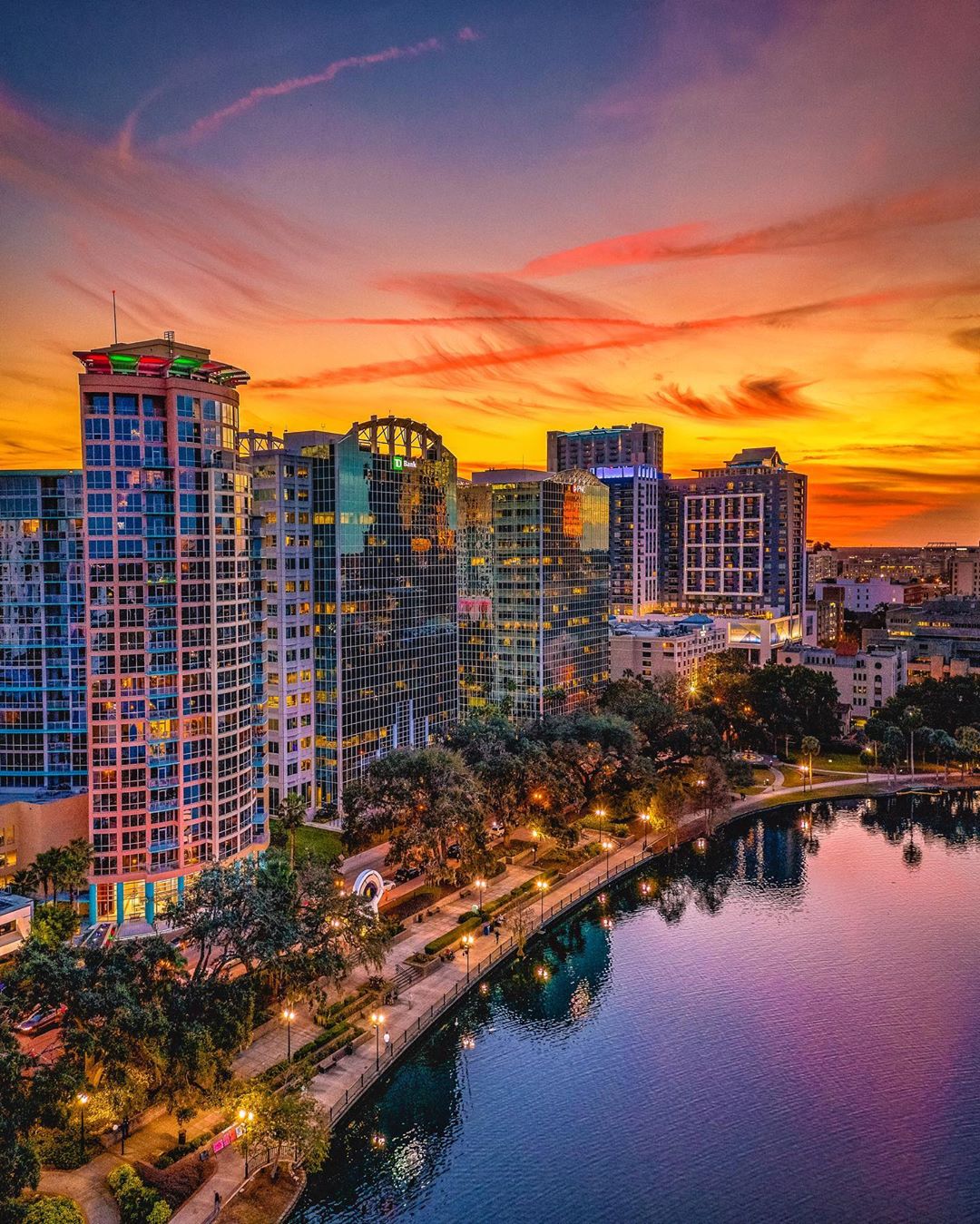 Aerial View of Downtown Orlando, FL. Photo by Instagram user @agpfoto