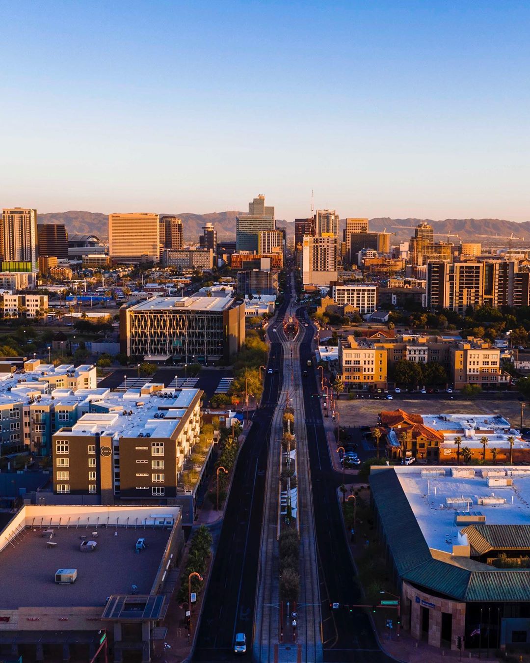 Aerial View of Downtown Phoenix, AZ. Photo by Instagram user @above_az