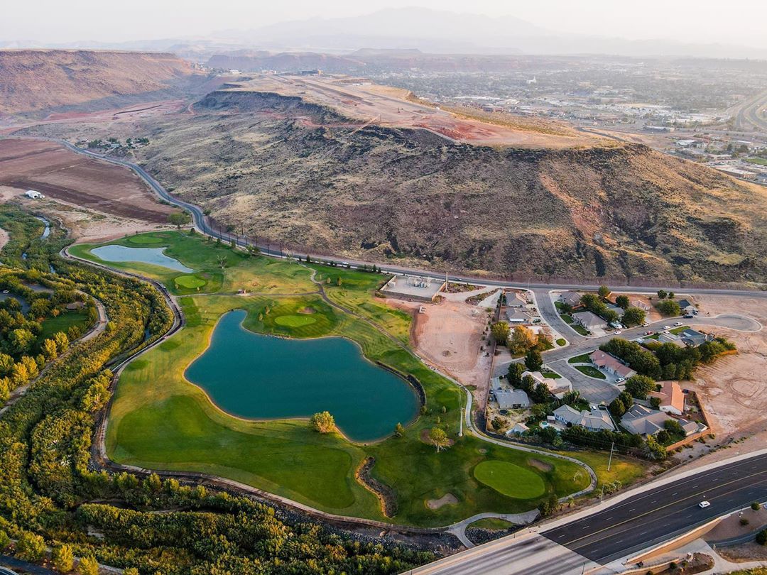 Aerial Photo of a Golf Course in St. George, UT. Photo by Instagram user @myfamiliesphotographer