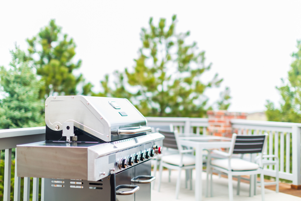 Large Propane Grill on a Deck in Summer