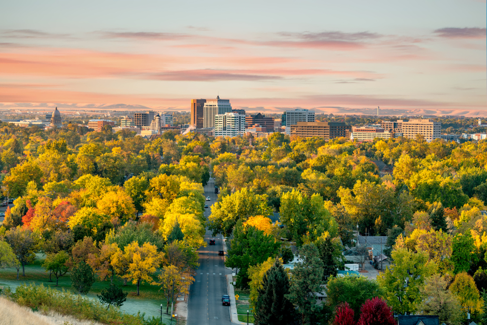 Aerial Photo of Downtown Boise at Golden Hour