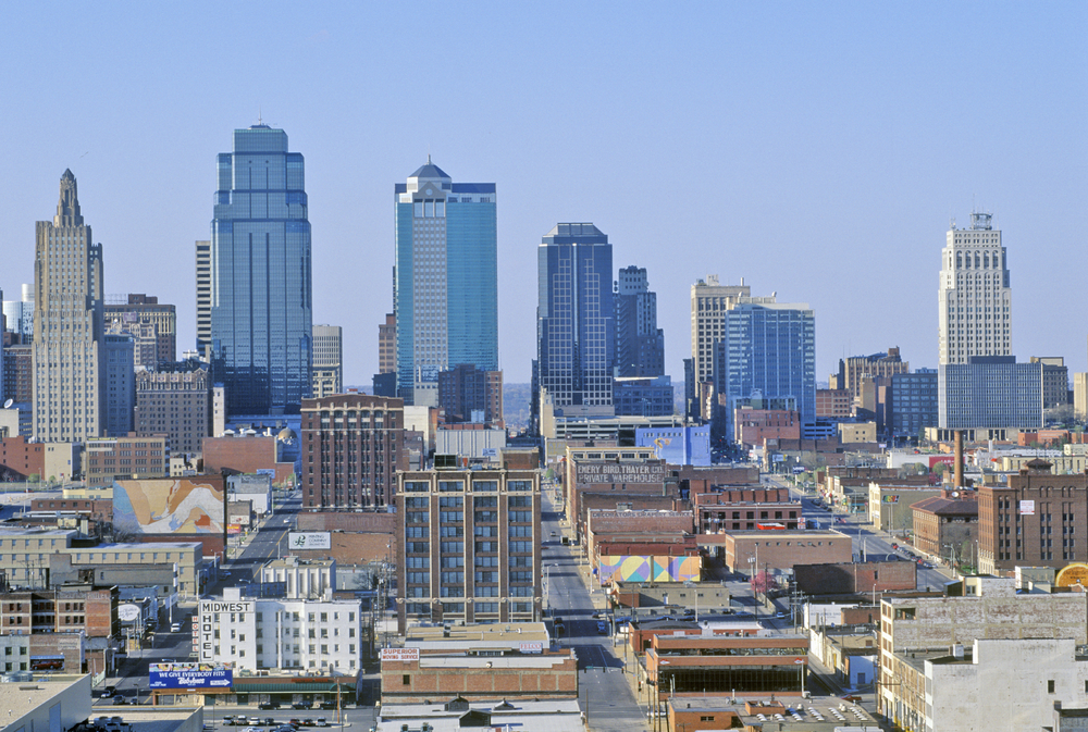 Aerial View of the Kansas City, MO Downtown Skyline During the Day
