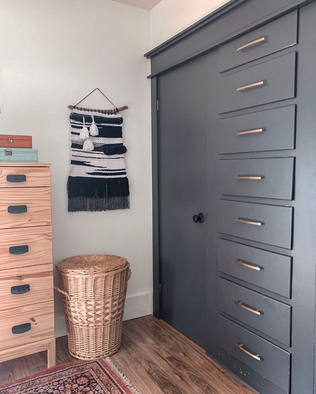 Room Closet with Owners Closet Door. Photo by Instagram user @railviewhome