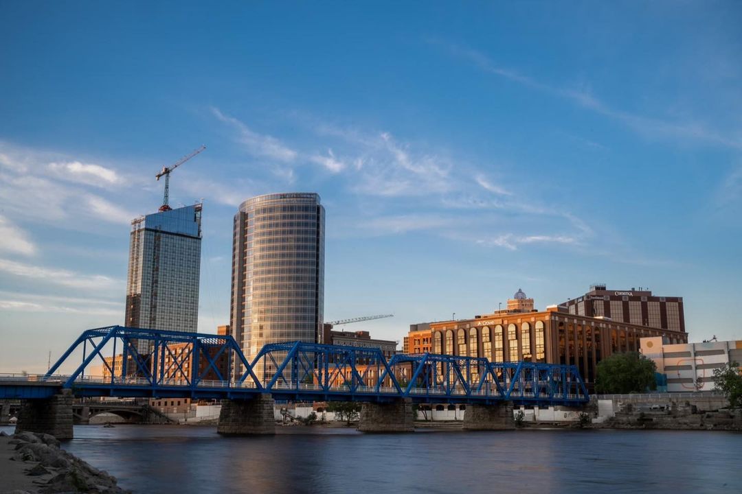 View of downtown Grand Rapids across the Grand River. Photo by Instagram user @jason.arntz