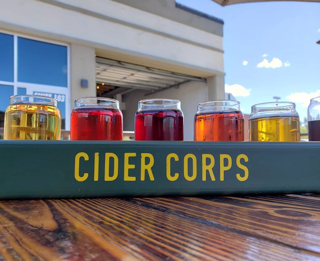 Flight of Hard Ciders at Cider Corps in Mesa. Photo by Instagram user @natashasherrets