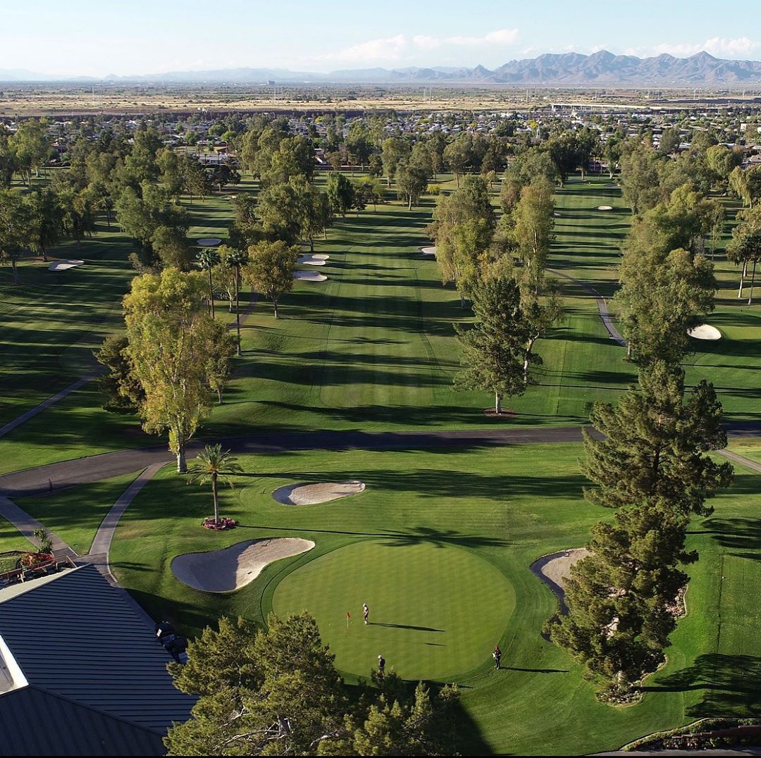 Drone Photo of the 18th Hole at Mesa Country Club. Photo by Instagram user @golfcreative