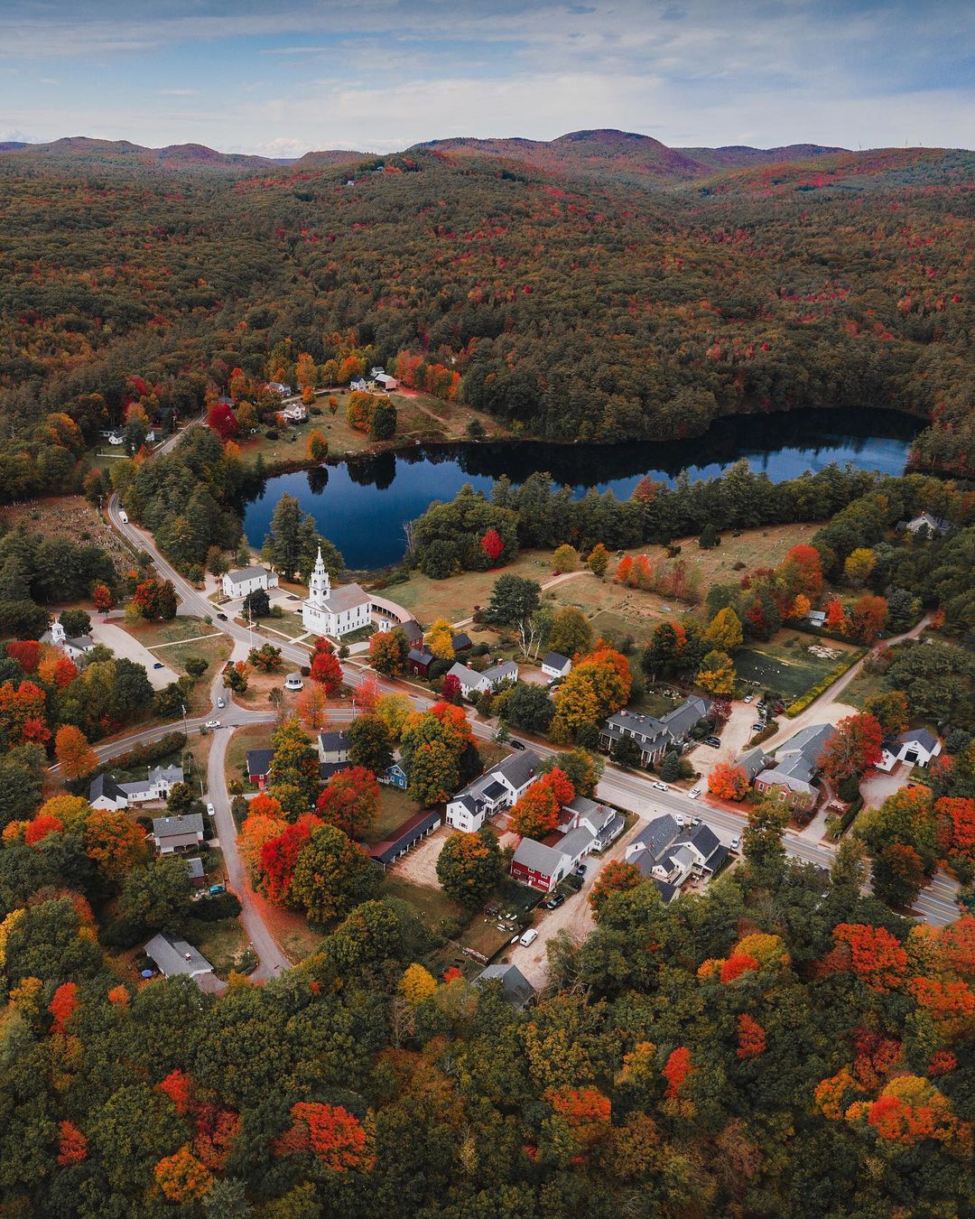 Drone Photo of Monadnock Region in New Hampshire. Photo by Instagram user @braybraywoowoo