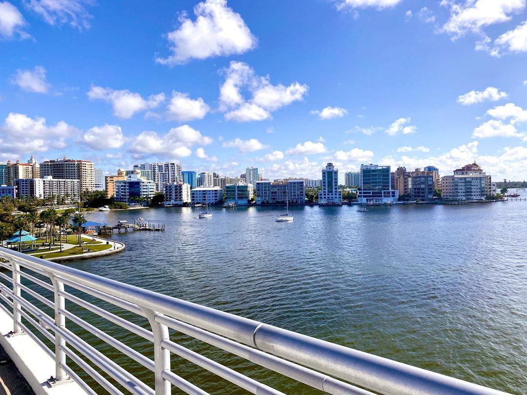 View of Sarasota, FL looking from the Bridge Near the Bay. Photo by Instagram user @not_fast_but_kinda_furious