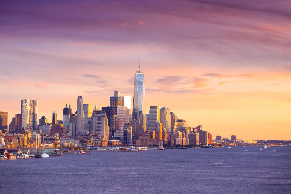 Downtown New York City Skyline at Golden Hour
