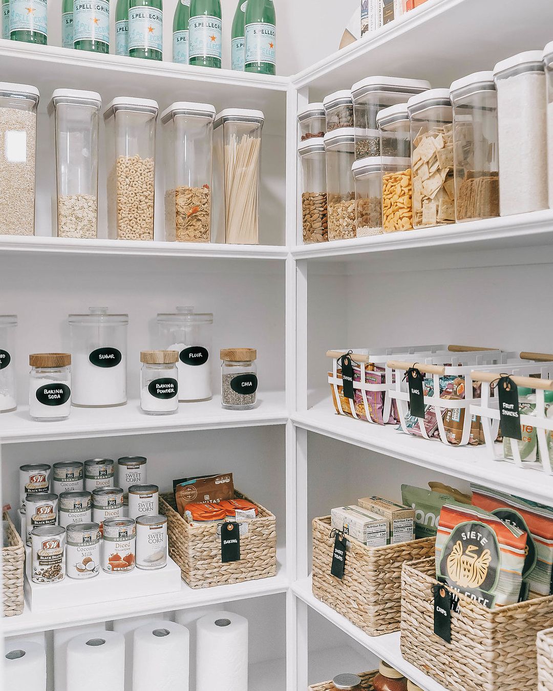 Organized Pantry with Clear Containers and Labels. Photo by Instagram user @mikaperry